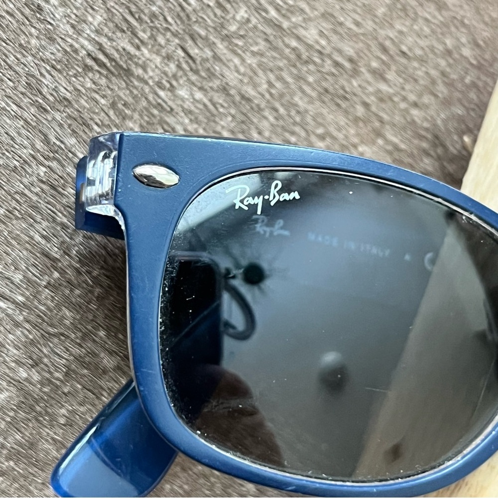 Ray-Ban New Wayfarer Men's Matte Blue Mirrored  Sunglasses RB-2132 - 6053/71 - Picture 3 of 7